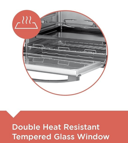 Black+Decker BXTO6001IN Oven Toaster Grill OTG 60 l with Rotisserie Convection for Grilling & Baking | Full Stainless Steel Housing | 2-Year Warranty (Black,Grey) - Image 3